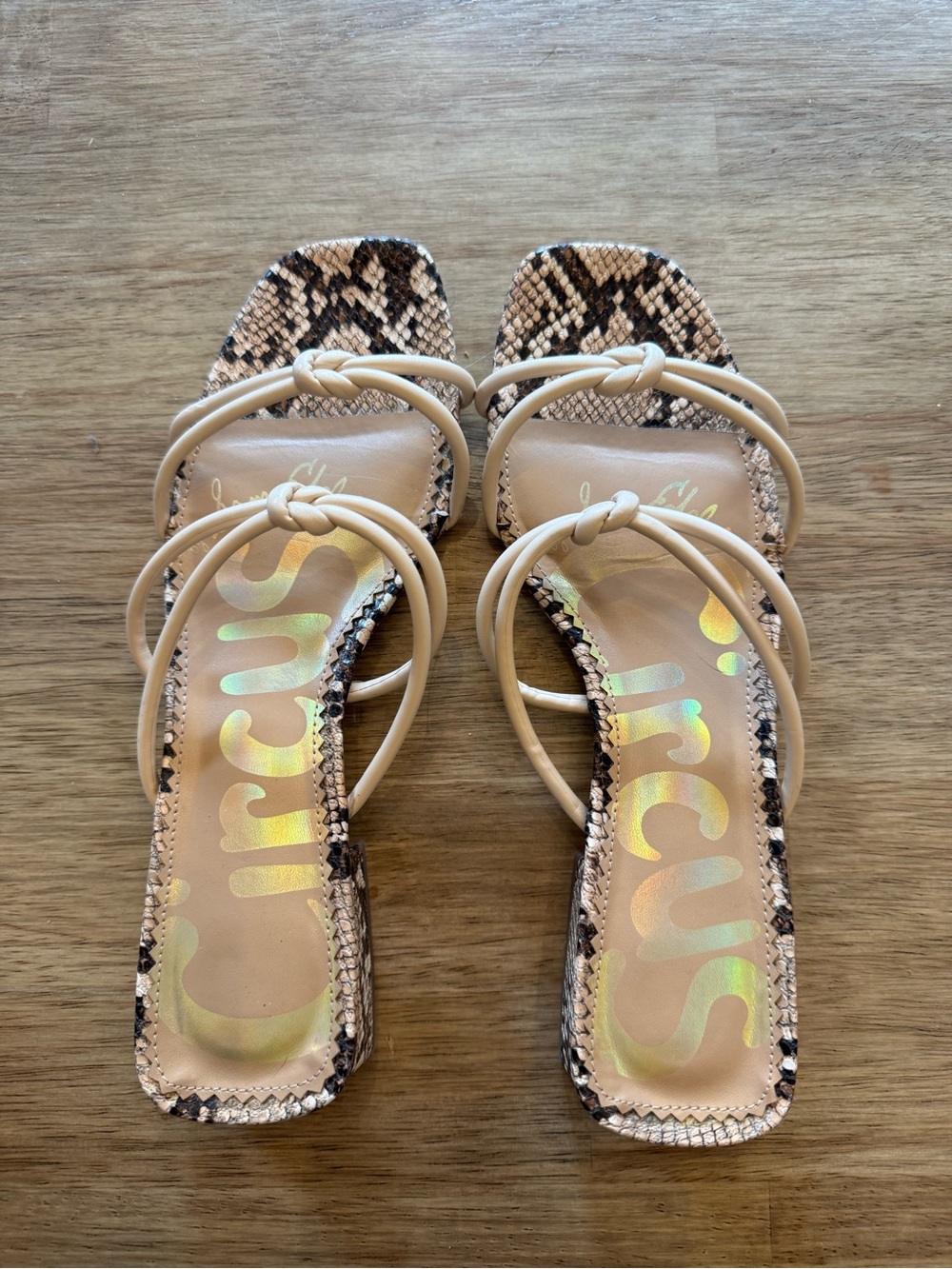 Circus by Sam Edelman Braided Tan Strappy Snakeskin Sandals